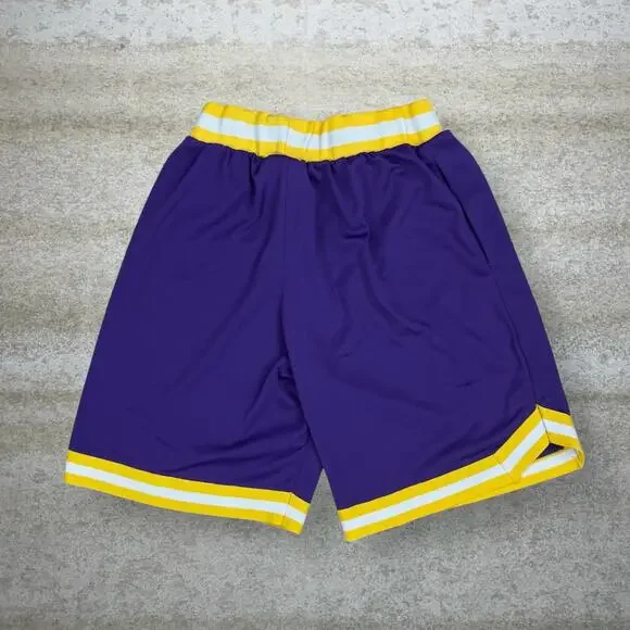 Vintage Y2K Lakers Gym Shorts Mens M Relaxed Fit Purple Yellow Lebron James - Picture 2 of 9